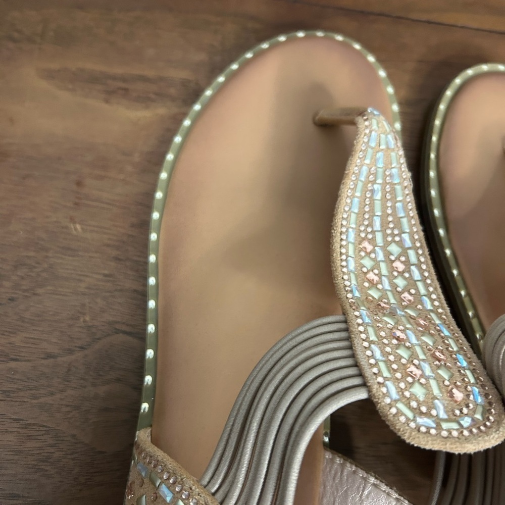 Women's Palms Beaded Tan Sandals, Size 8 - Picture 3 of 7